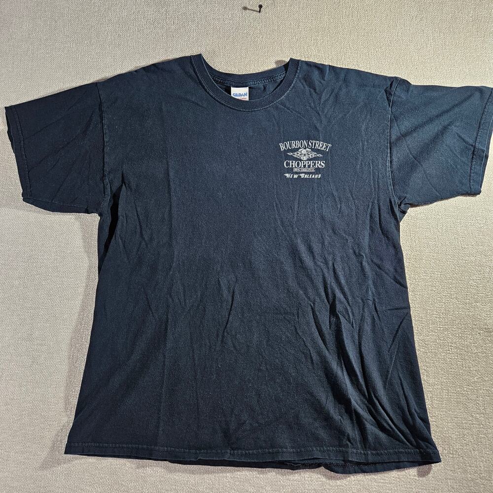 Vintage Bourbon Street Choppers Shirt Mens XL Black Gildan Motorcycle Tee